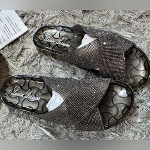 Lauren Lorraine Jelly Stone Black Slide Sandals